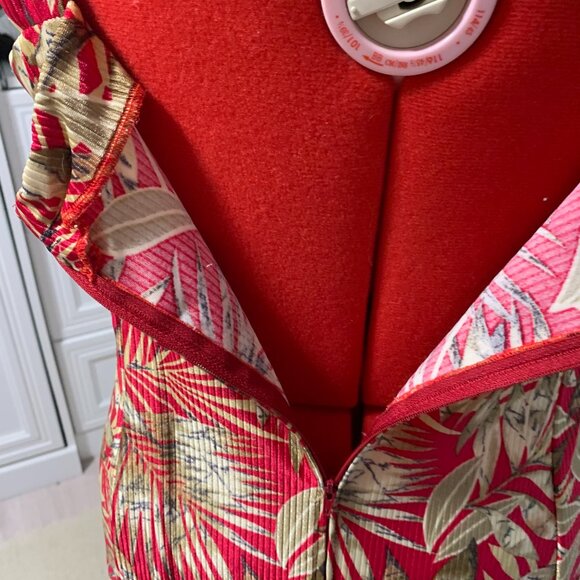 Homemade Red/Gold Floral Summer Dress - Picture 3 of 6